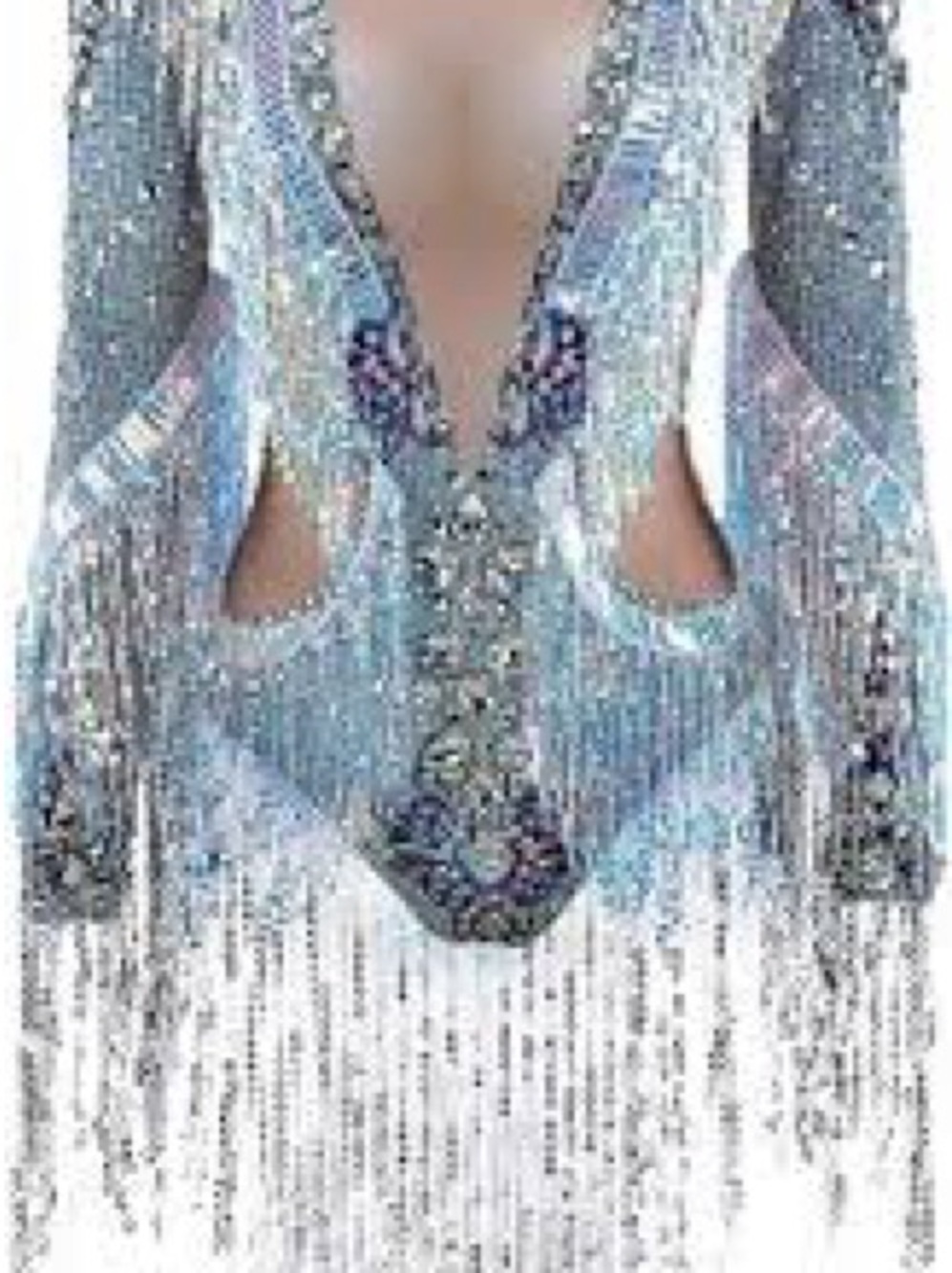 Fringed Sequin Festival Bodysuit in Silver US Sz 2/4 - Picture 2 of 10